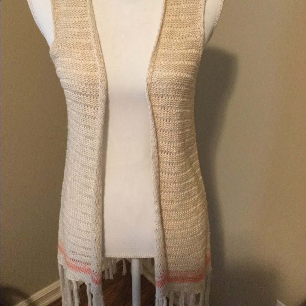 Crocheted Fringe multicolored vest by Blu Pepper